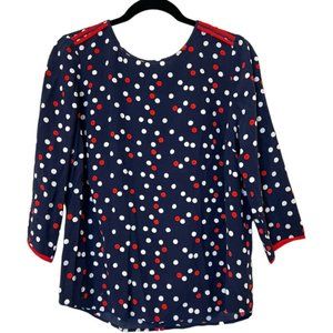 131 BODEN NAVY BLUE POLKA DOT BLOUSE SIZE 2